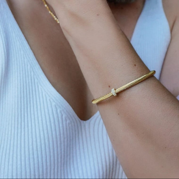 Twisted Cable Bracelet with Stone