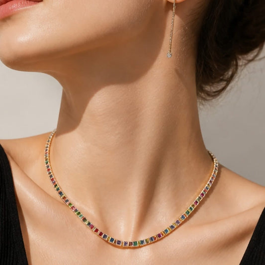 Multi Color Tennis Necklace