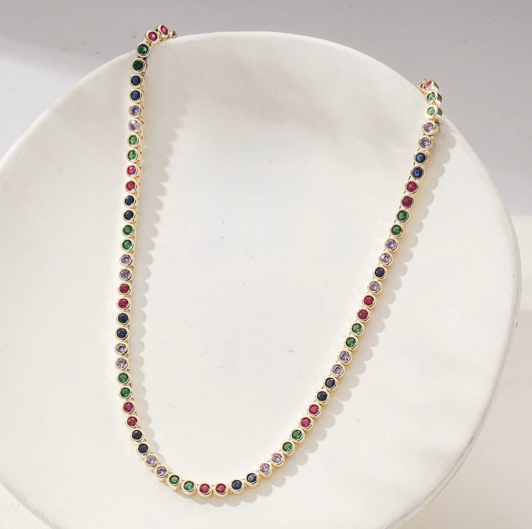 Multi Color Tennis Necklace