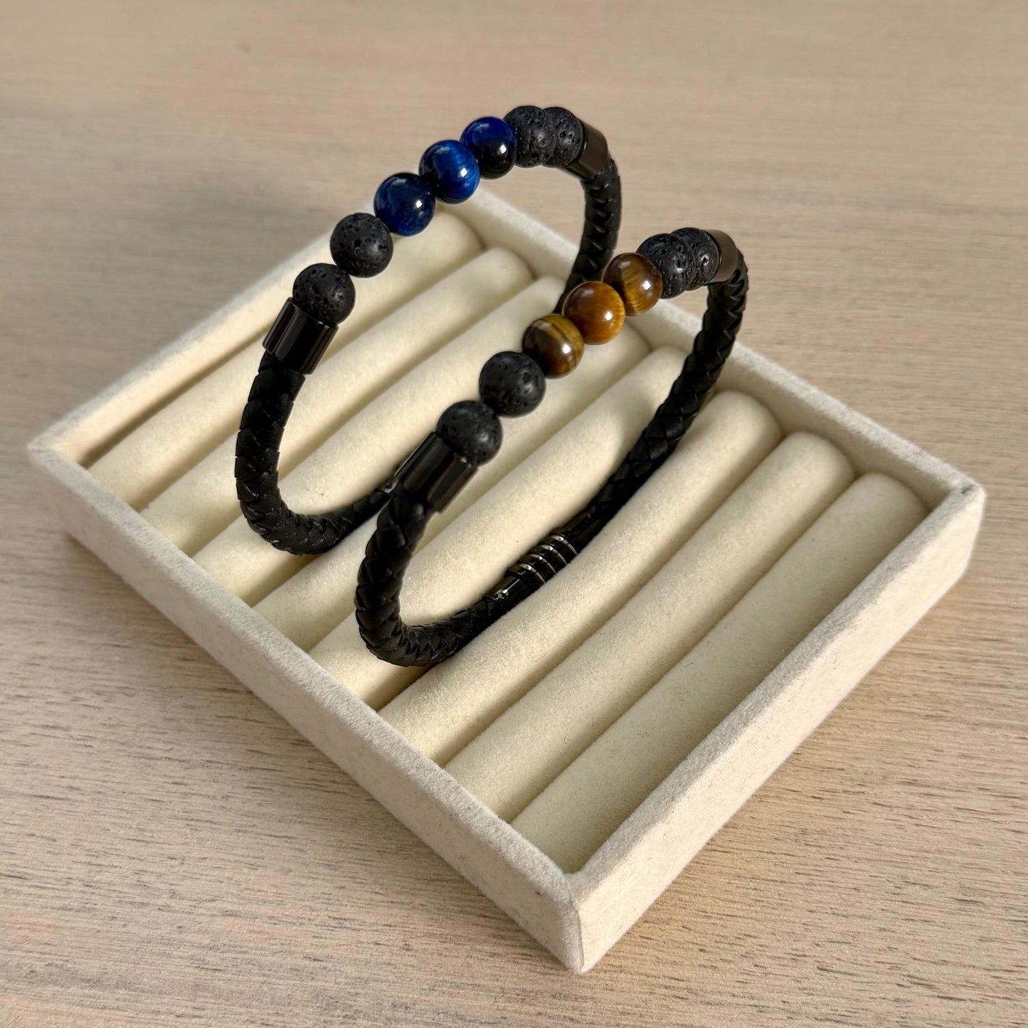 Leather & Natural Stone Bracelet Men