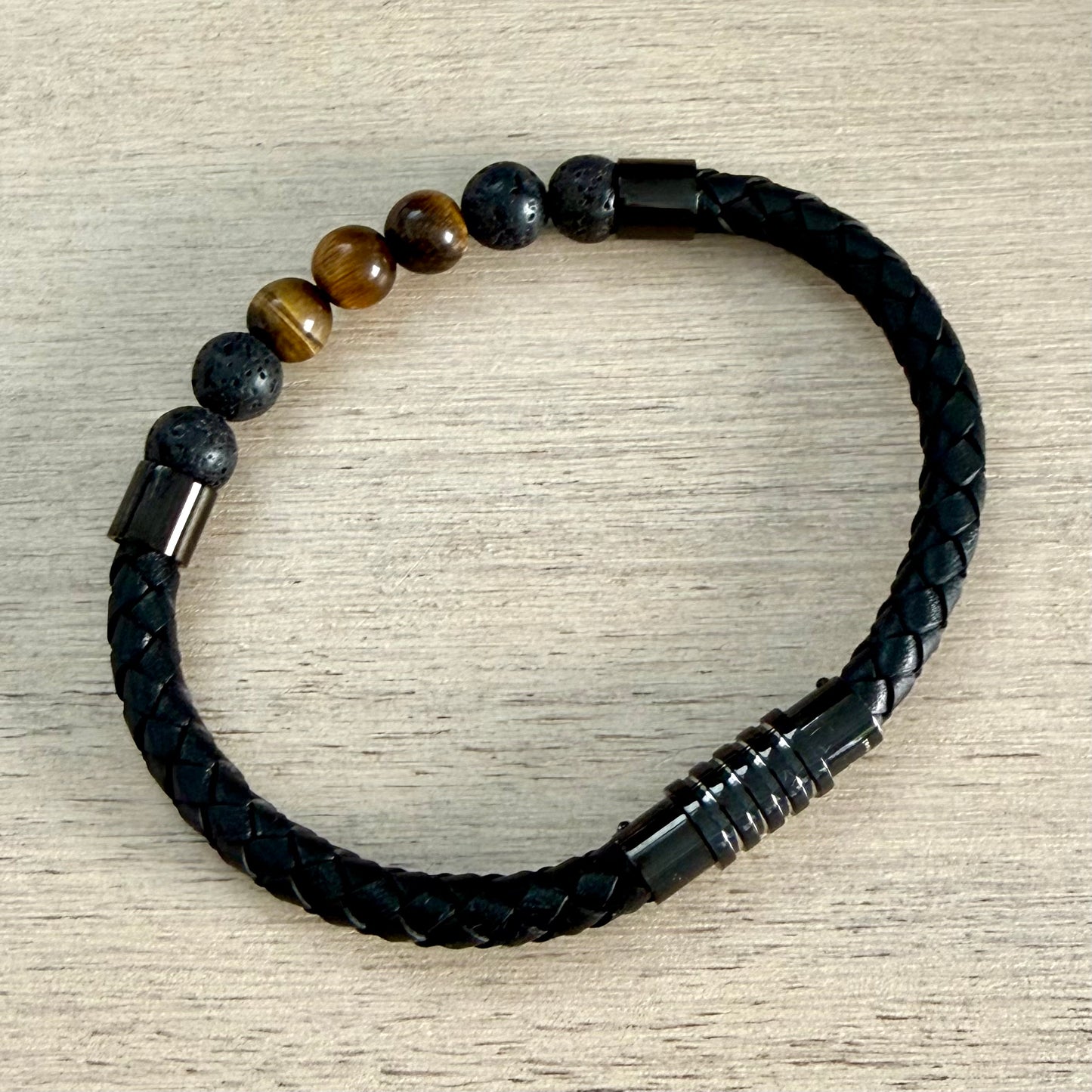 Leather & Natural Stone Bracelet Men