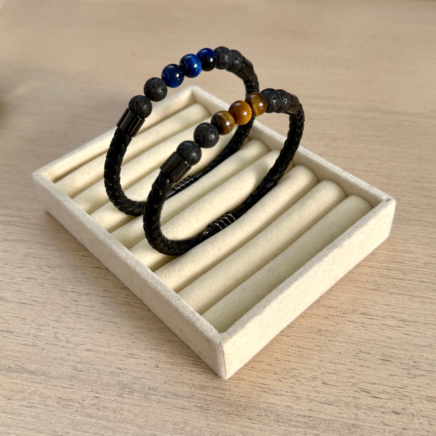 Leather & Natural Stone Bracelet Men