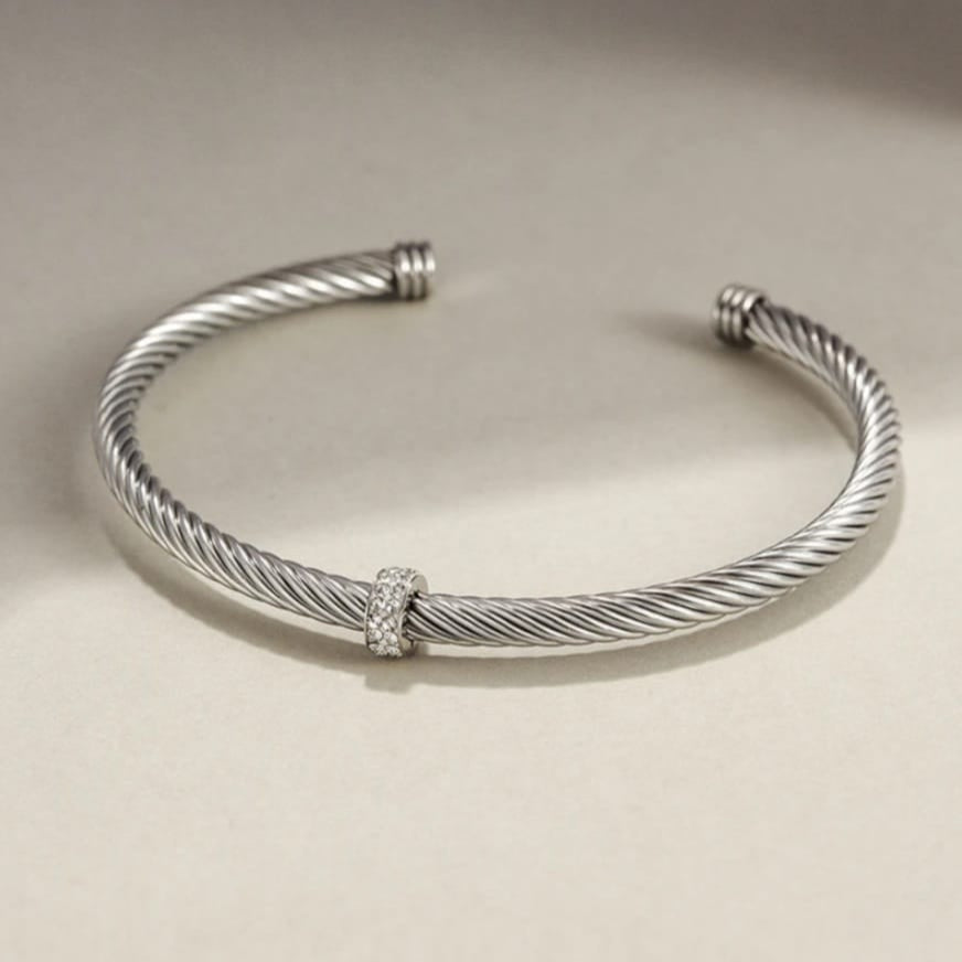 Twisted Cable Bracelet with Stone