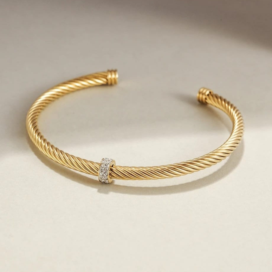 Twisted Cable Bracelet with Stone