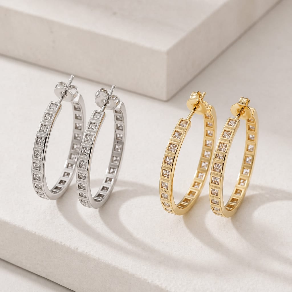 Bezel Eternity Hoops