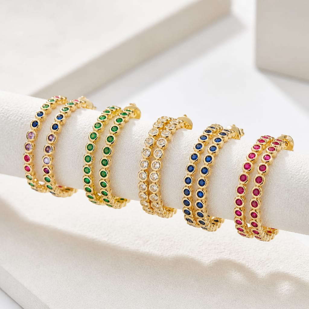 Bezel Eternity Hoops